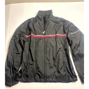 Nike Track Jacket Womens L(12-14) Black Long Sleeve Windbreaker Pockets Full Zip